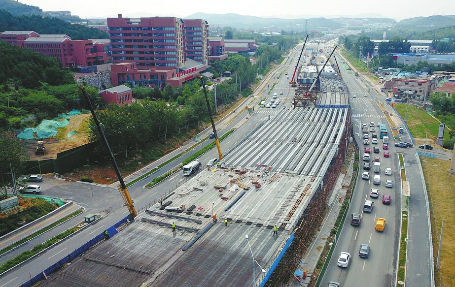 濟南最短“高架橋”架梁完成